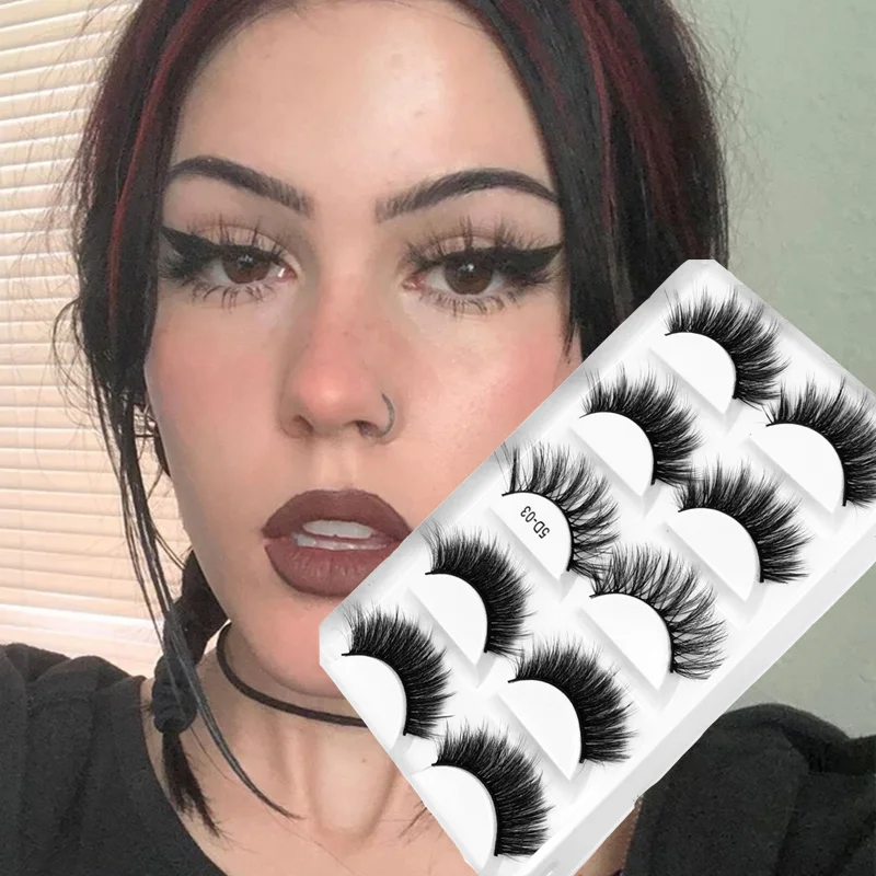 Ресницы из натуральной густой норки 5 пар в коробке естественный &quotнюд&quot макияж