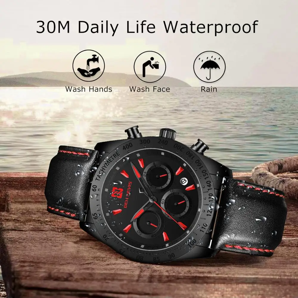 

2020 Mens Army Chronograph Watches Waterproof Leather Strap Small Dials Working Mans Sport Watches