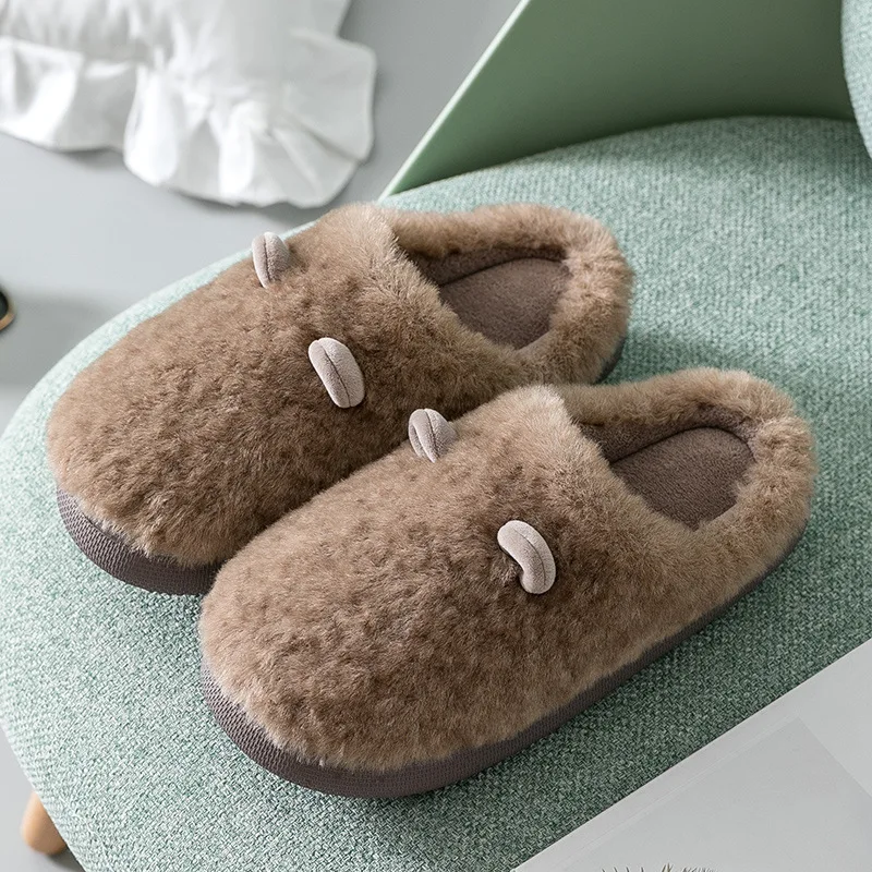 Winter Slippers Women Fluffy Cartoon Cut Non-Slip Soft House Women Home Slippers Winter Warm Fur Sandals Plush Half-Pack