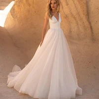 lace appliques simple beach wedding dresses 2021 tulle for women bridal a line princess bridal dress v neck wedding dress
