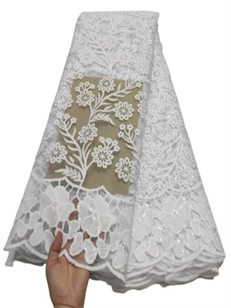 

Новейшая африканская сетчатая кружевная ткань, вышивка, блестки, бусины, французское Тюлевое кружево, ткань для нигерийской свадебной вече...