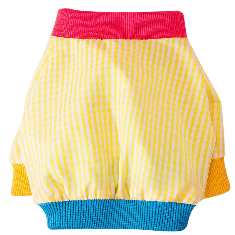 

Cartoon Dog Clothes Striped Plaid Clothing for Dogs Shirts Small Super Pet Outfits Spring Summer Print Yellow