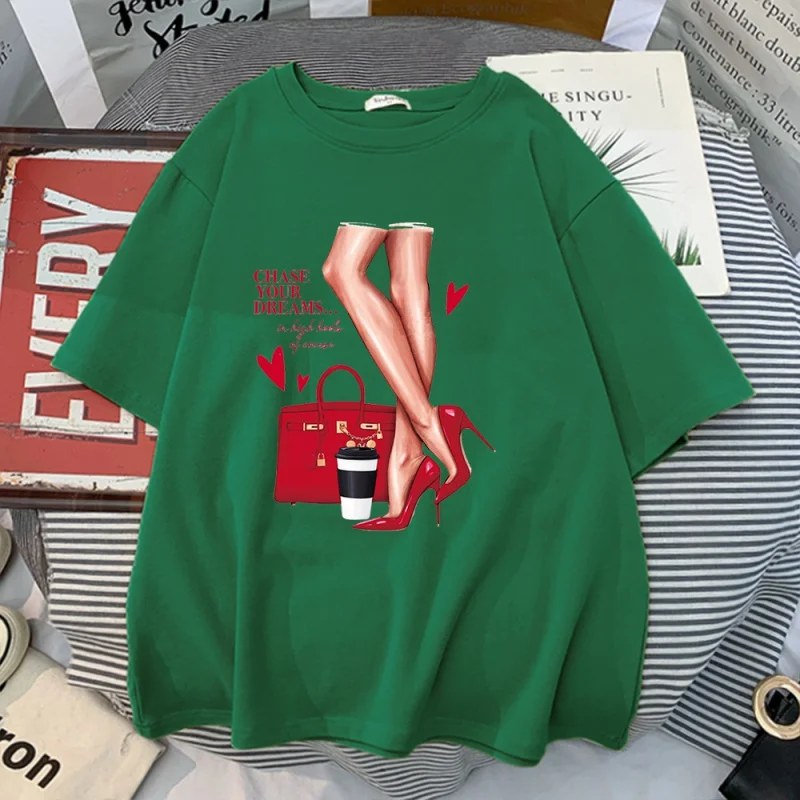 

Persiga seus sonhos impressão camiseta feminina hip hop camisetas confortáveis criatividade o-decote camisas streetwear marca