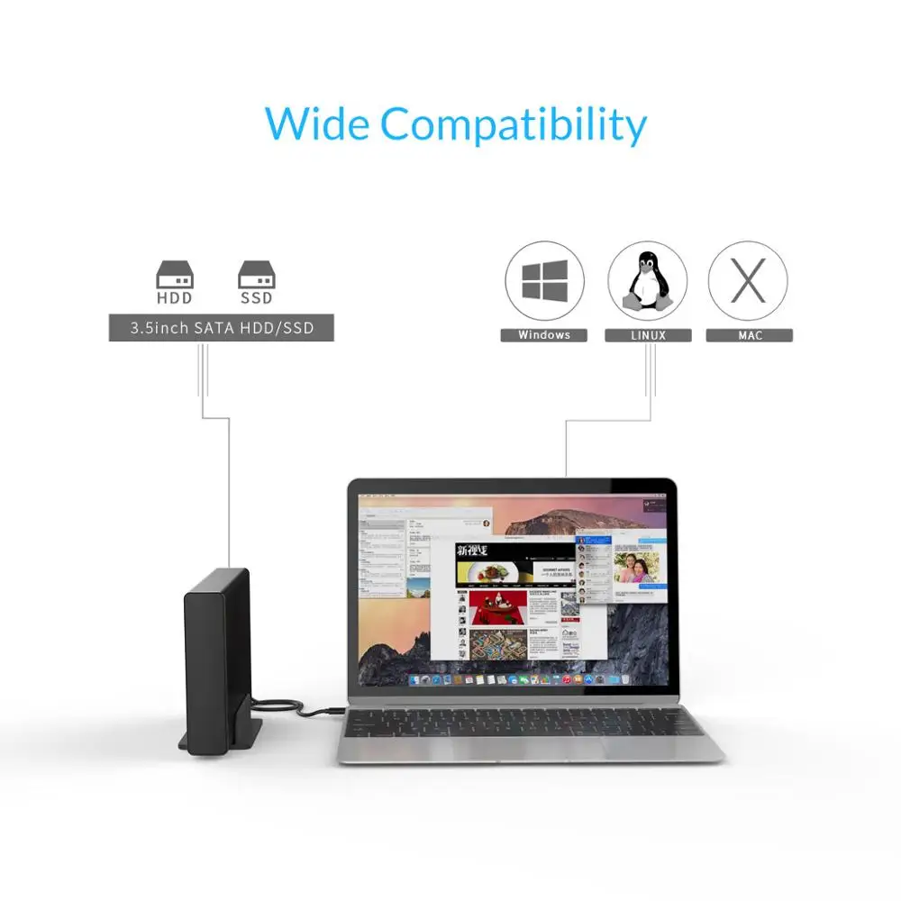 Алюминиевый корпус для жесткого диска ORICO 3 5 дюйма USB3.0 к SATA3.0 чехол HDD док станция с