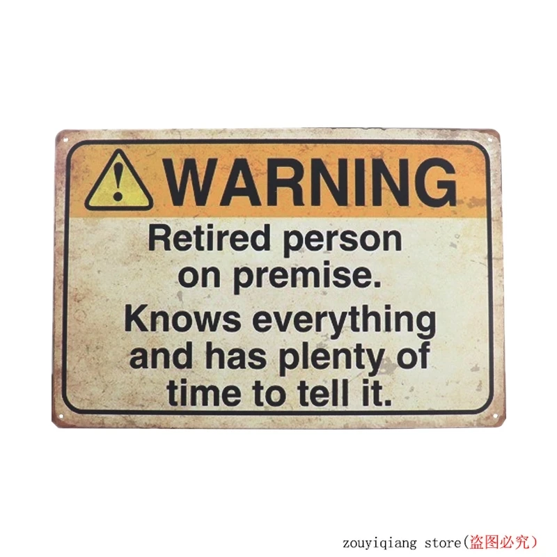 Предупреждение решение пенсионеров. Винтажные металлические плакаты с рисунком