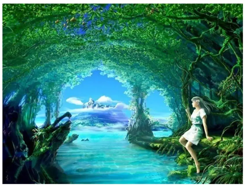 Фантазия Алмазная картина сказочная девушка пейзаж Полный Стразы Вышивка