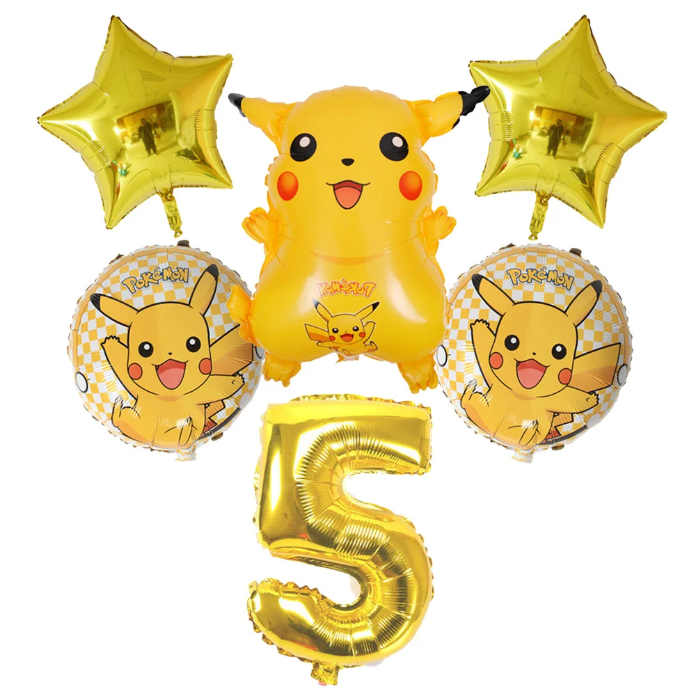6Pcs/set 32 inch Number Birthday Party Balloon Pokemon Pikachu Foil Balloons Inflatable Kids Decors Supplies globos | Дом и сад
