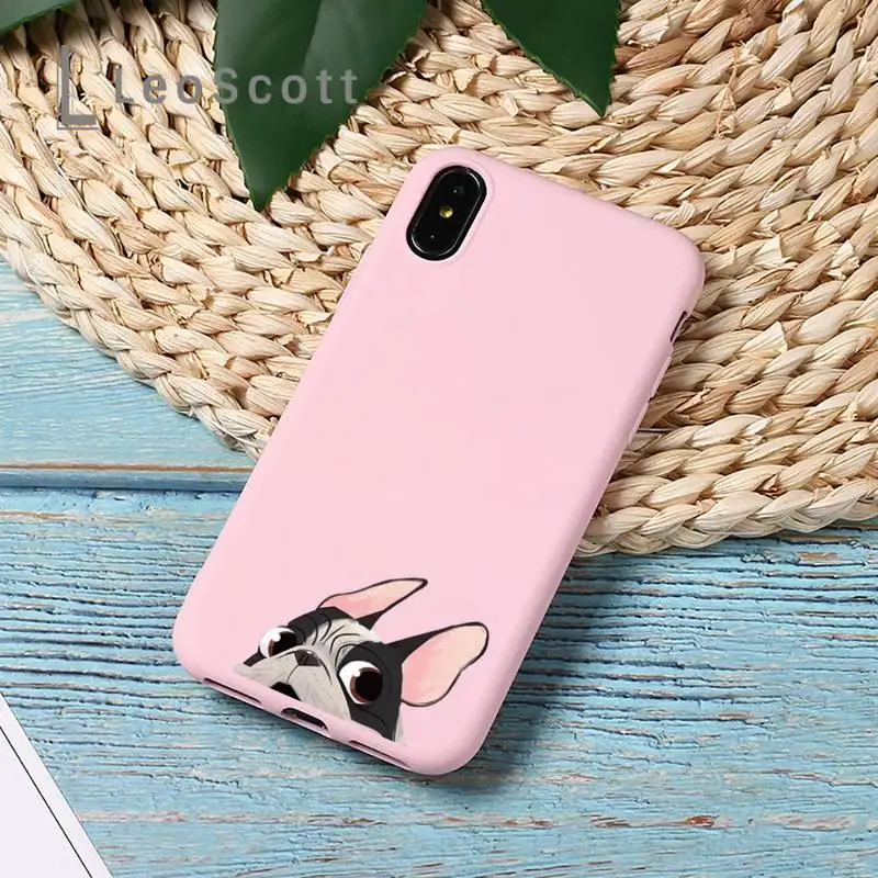 

French Bulldog Phone Case Candy Color for iPhone 11 12 mini pro XS MAX 8 7 6 6S Plus X 5S SE 2020 XR