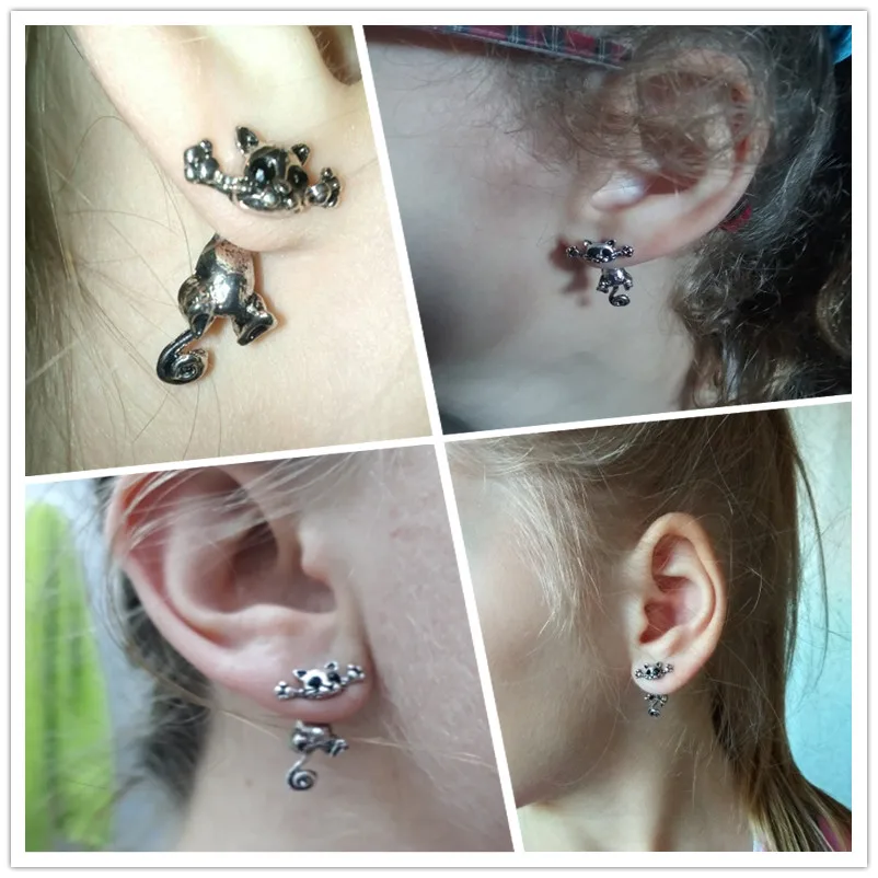 Женские серьги гвоздики с кошечкой Чандлер Китти милые ювелирные изделия для