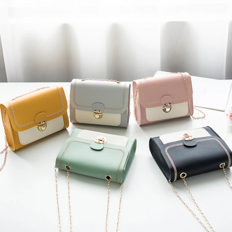 

Korean Mini Square Bag Women 2021 Spring New Embroidered Bag Color Stitching Wild Shoulder Bag Student Mobile Phone Bag