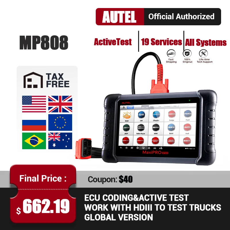 Autel MaxiPRO MP808 диагностический инструмент OBD2 Профессиональный OE-Level OBDII ключ