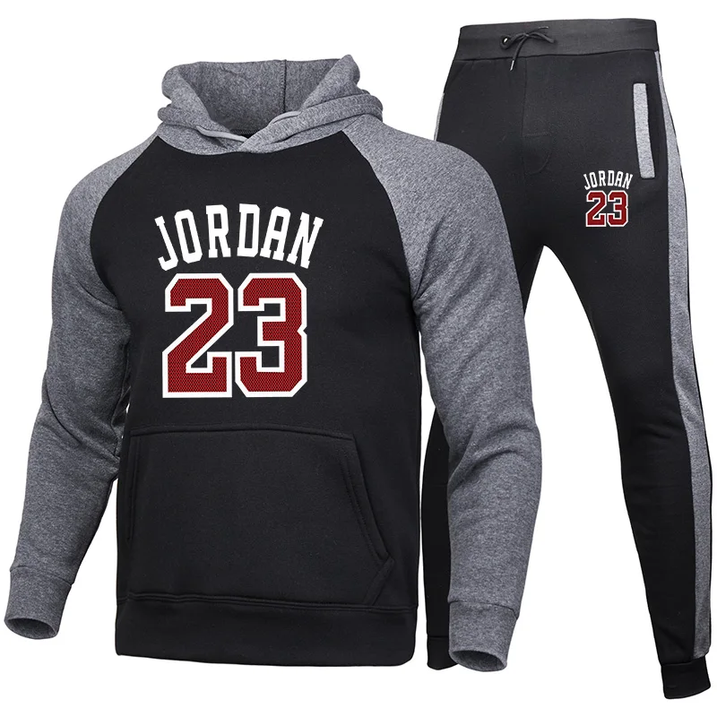 

Brand Clothing Men's Fashion Tracksuit Casual Sportsuit Men Hoodies Sweatshirts Sportswear JORDAN 23 Coat+Pant Men Set