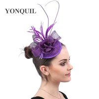 sinamay fascinator hats lady purple headwear women handmade floral church hats cocktail hat for evening party wedding fascinator