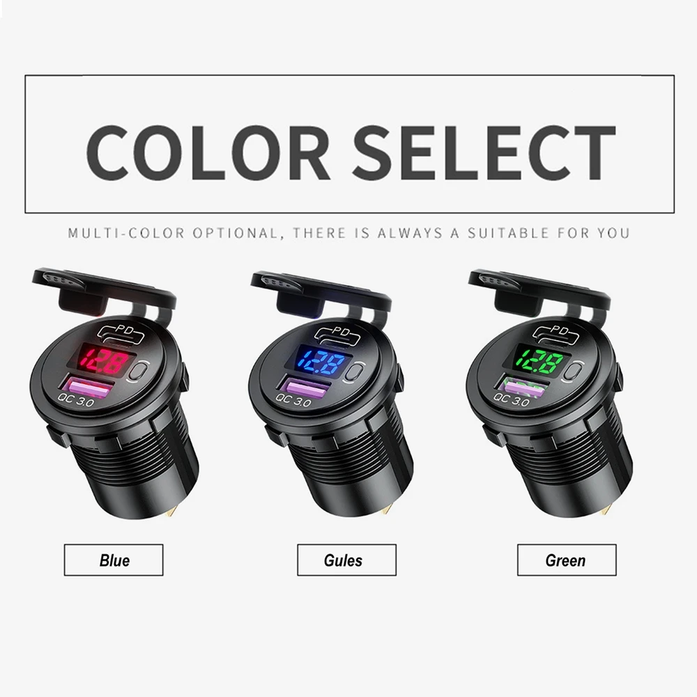 PD QC3.0 USB Car Charger 12V 24V TypeC Fast Charging Socket Power Outlets with Voltmeter ON OFF Switch for Car Motorcycle Charge
PD QC3.0 USB Car Charger 12V 24V TypeC Fast Charging Socket Power Outlets with Voltmeter ON OFF Switch for Car Motorcycle Charge