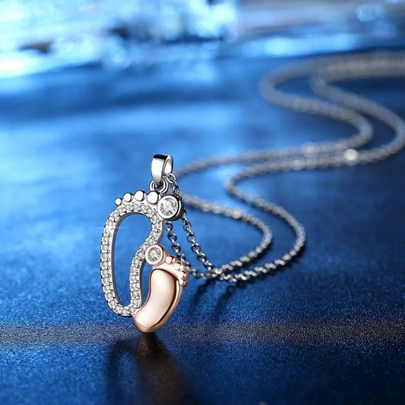 Циркониевое хрустальное ожерелье с подвеской в виде милых ног подарок на день