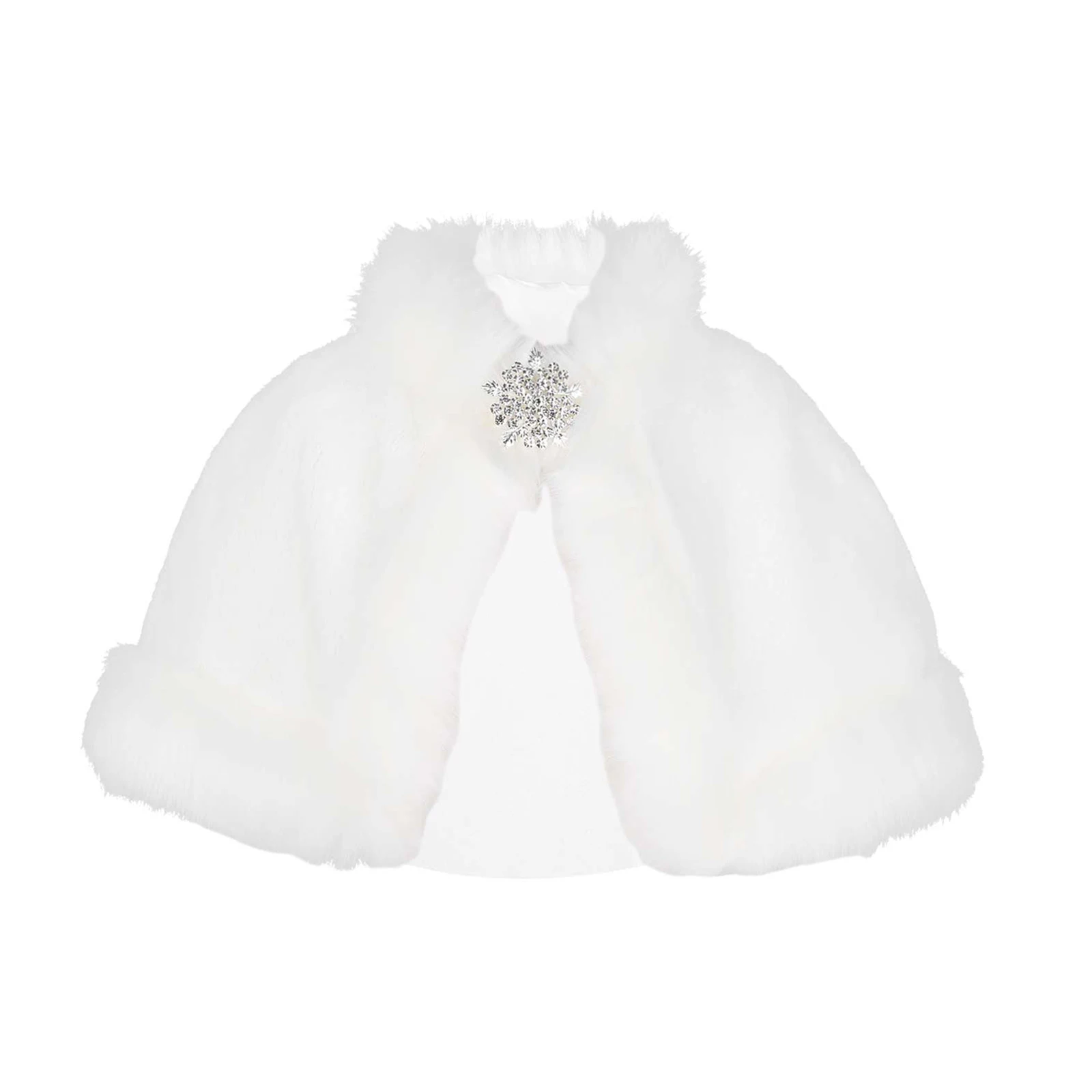 

Girls Jackets Coats Thicken Warm Faux Fur Bolero Outerwear Elegant Cardigan for Wedding Party Pageant Formal Dress Shrug Cape