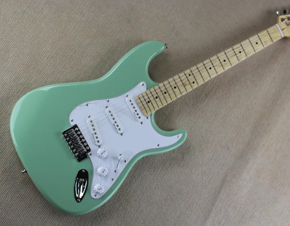 Factory store light green ST signature maple fretboard 6 string Chrome Hardware Electric Guitar Guitarra | Спорт и развлечения