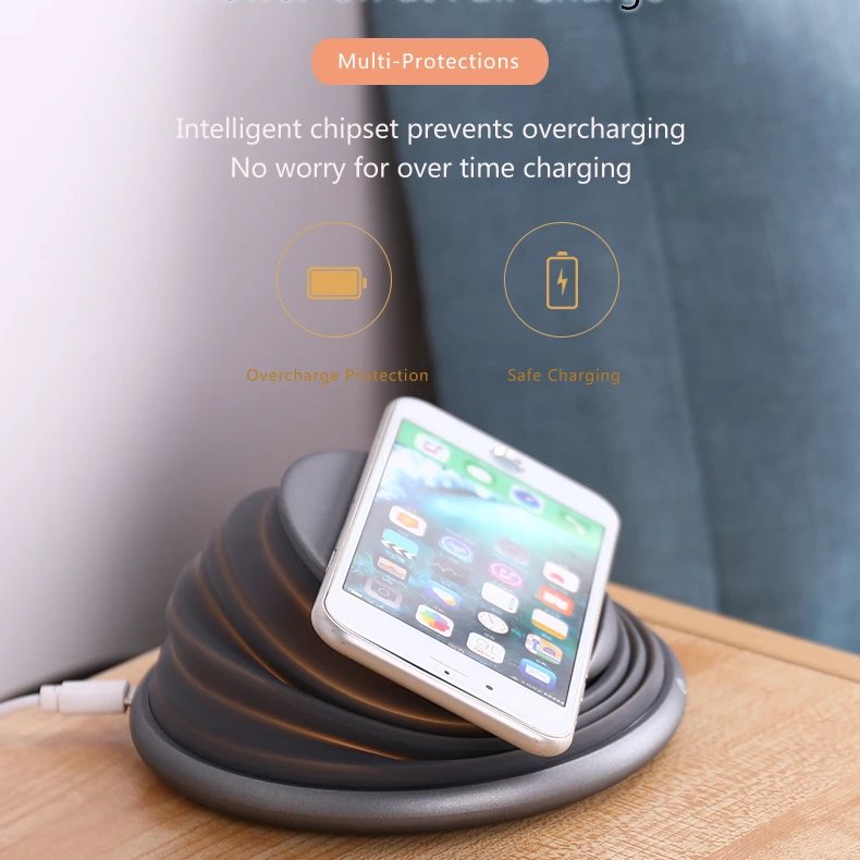 Беспроводное зарядное устройство Qi с лампой для зарядки IPhone 8 Plus Xiaomi Samsung Huawei