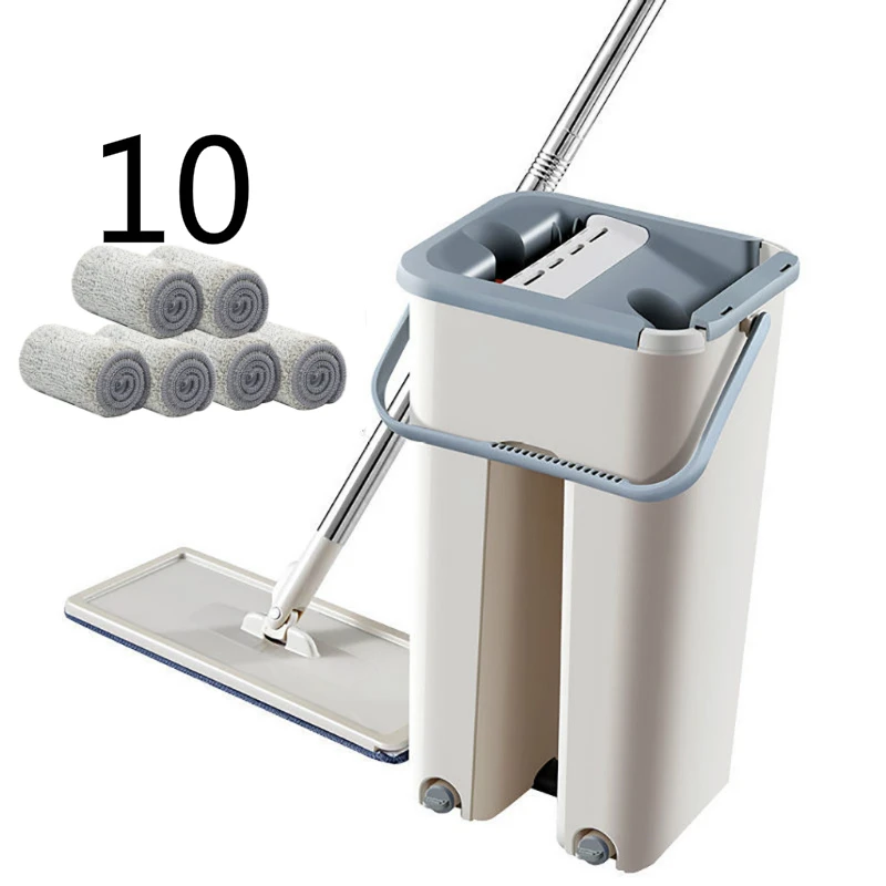 10 Mop cloth Set C5 микрофибровые подушечки, тканевые ручные отжимные швабры для дома и пола, плоская выдавливаемая Волшебная Автоматическая швабра и ведро - Цвет: 10 Mop cloth Set