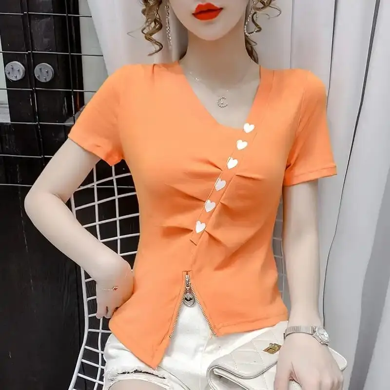 

Женская футболка с принтом love, красная Сетчатая футболка с коротким рукавом, женская новая летняя облегающая футболка со складками, универс...