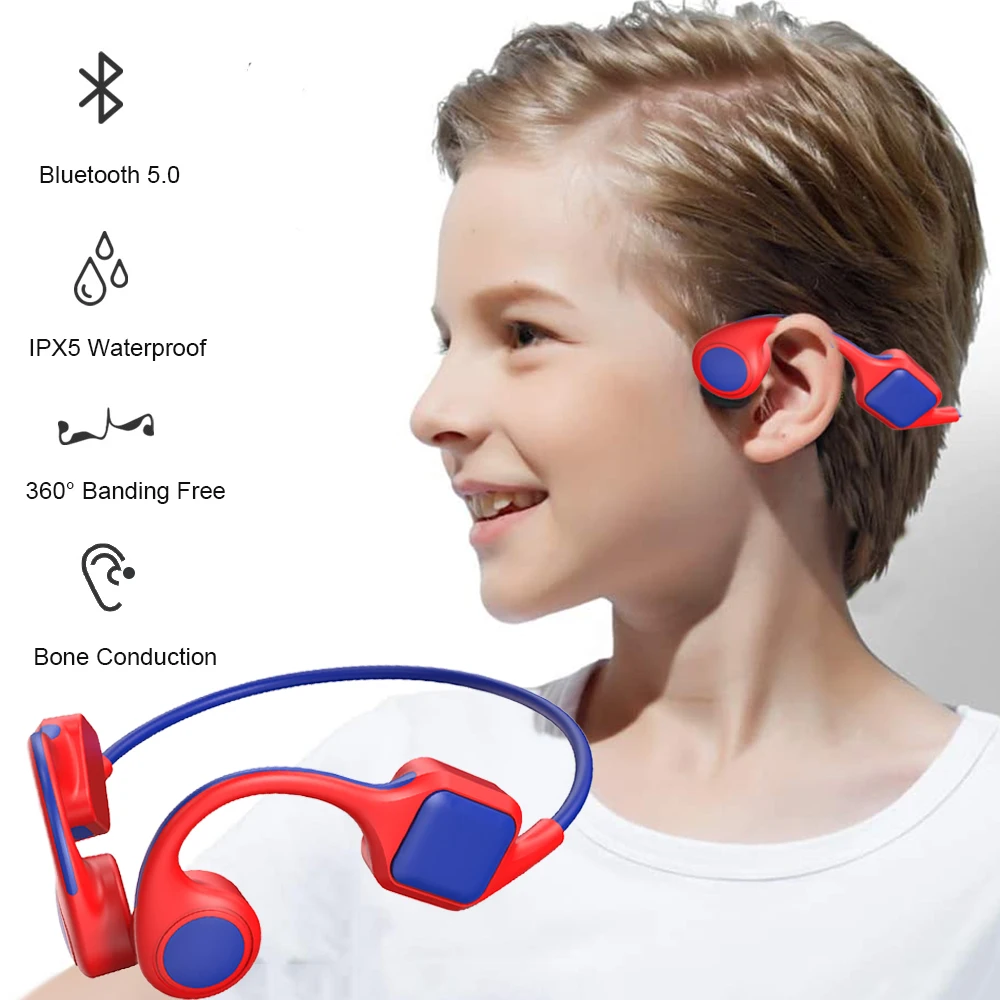 

Bone Conduction Headset IP5 Waterproof Headphone Safety Volume Earphone with Microphone Support Handsfree Children Birthday Gift