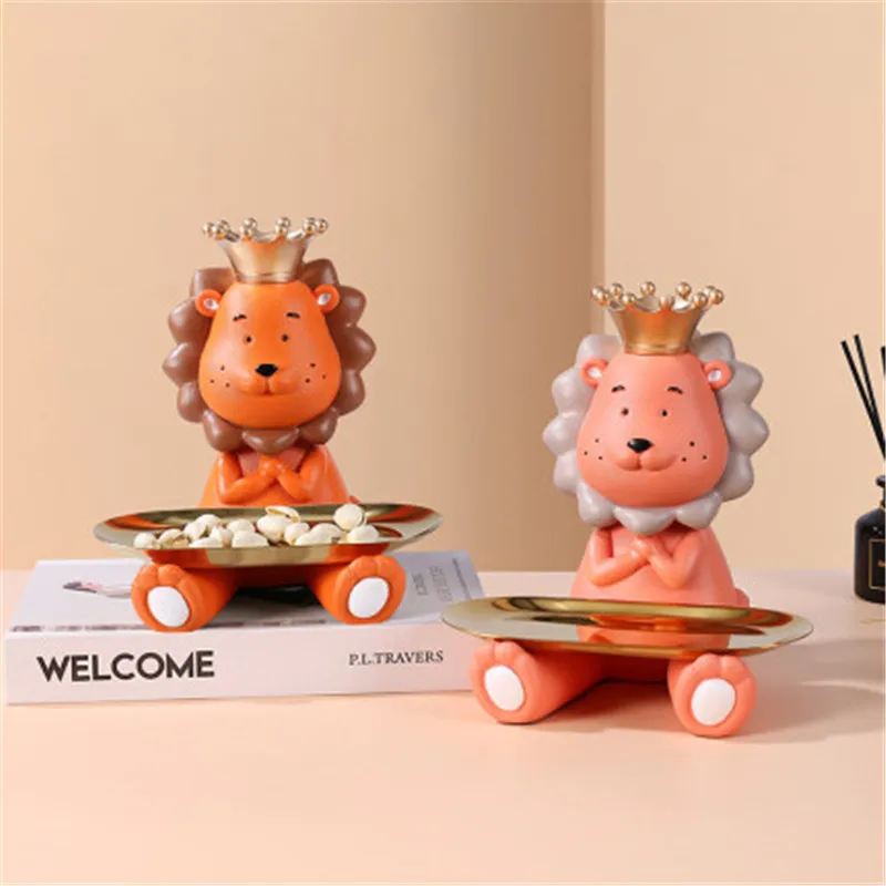 

Bao Guang Ta Creative Cartoon Lion Key Storage Statue Modern Living Room Desktop Home Decor Art Sculpture Christmas Gift A3242