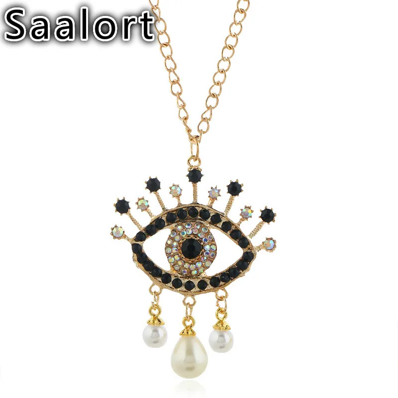 

Жемчужная кисточка в форме глаза, подвеска из сплава, цепочка с инкрустацией цирконием, изысканные Женские аксессуары, ожерелье, подарок дл...