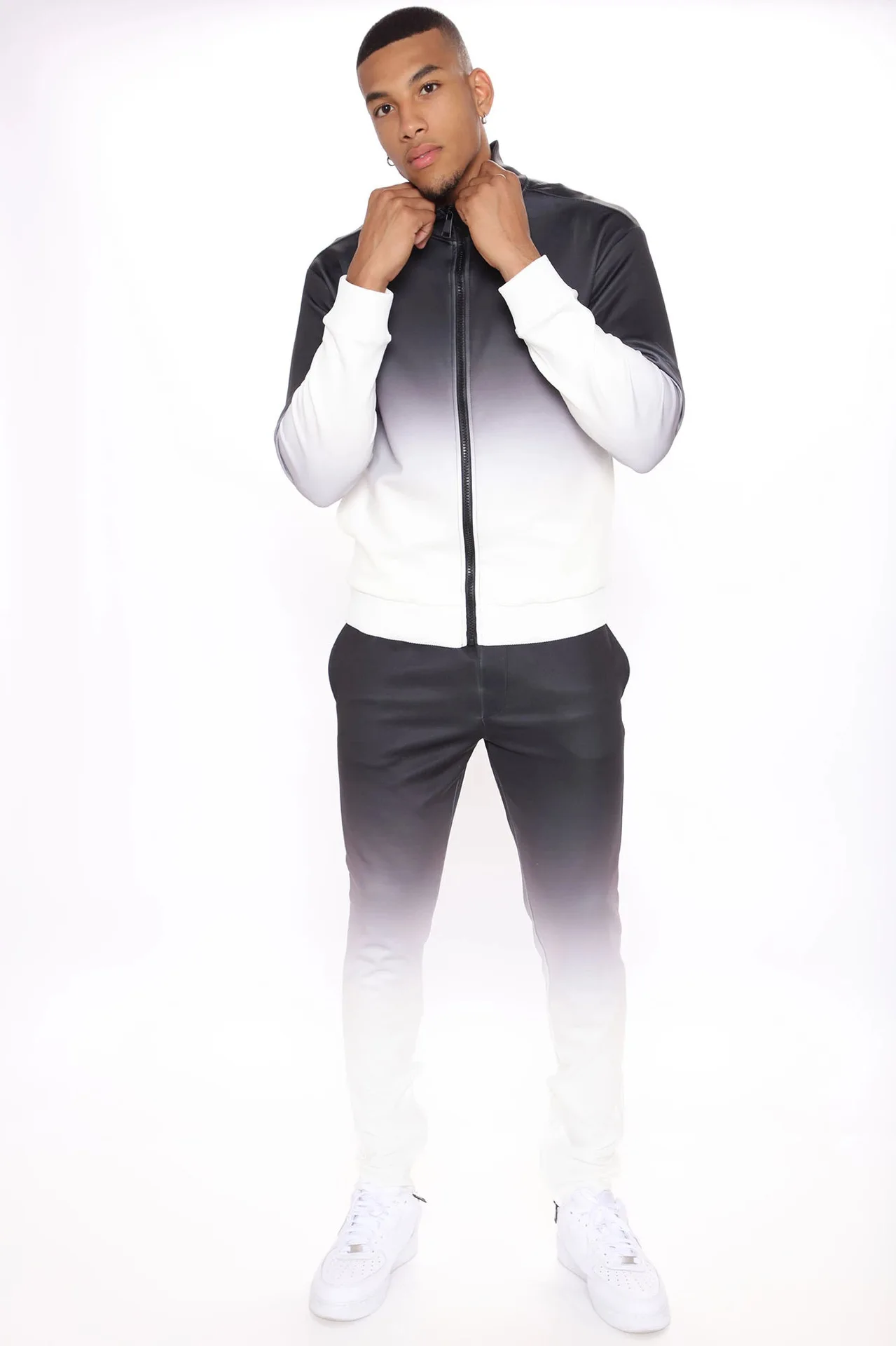 

2021 New Spring And Autumn Cross-Border Casual Sports Suit Men's Trend oreign Trade Zipper Gradient color pants