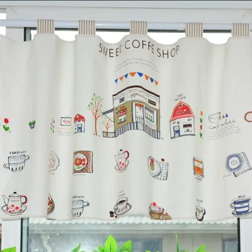 Шторы RZCortinas светонепроницаемые из хлопка и льна для кухни с мультяшным рисунком
