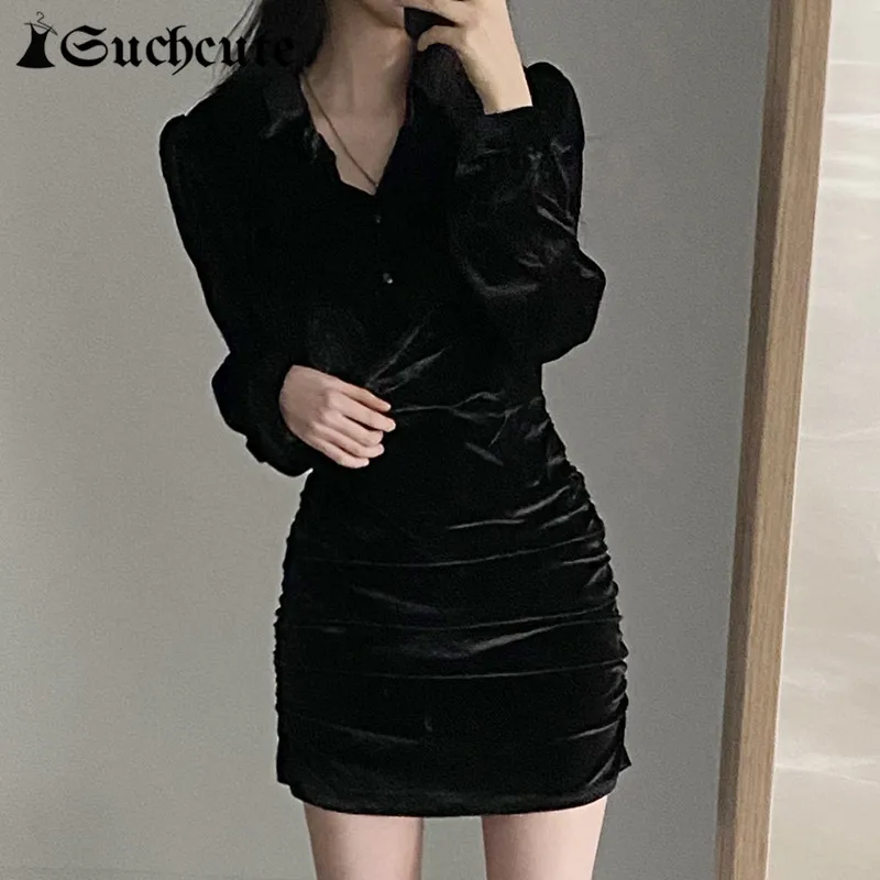 

Мини-платье Черное вечернее в стиле ретро, с длинным рукавом