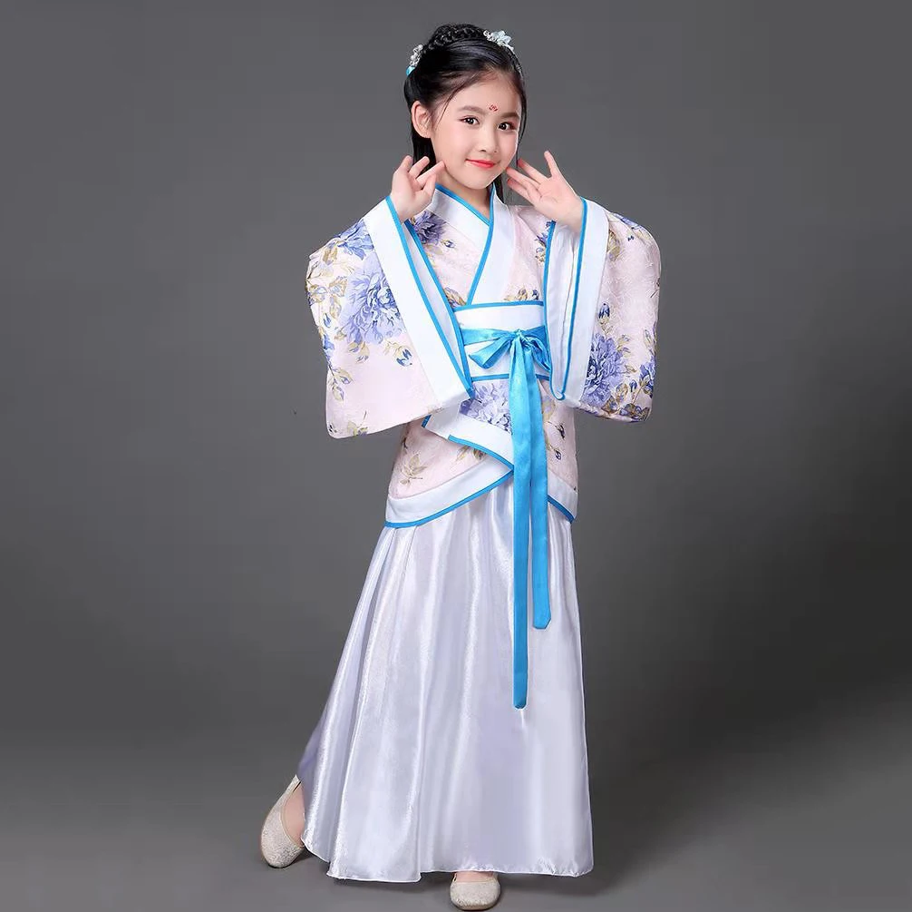 2020 New Children Traditional Chinese Dance Costume Kids Girls Long Sleeve Fan Hanfu Dress Child Clothing Ancient | Детская одежда и