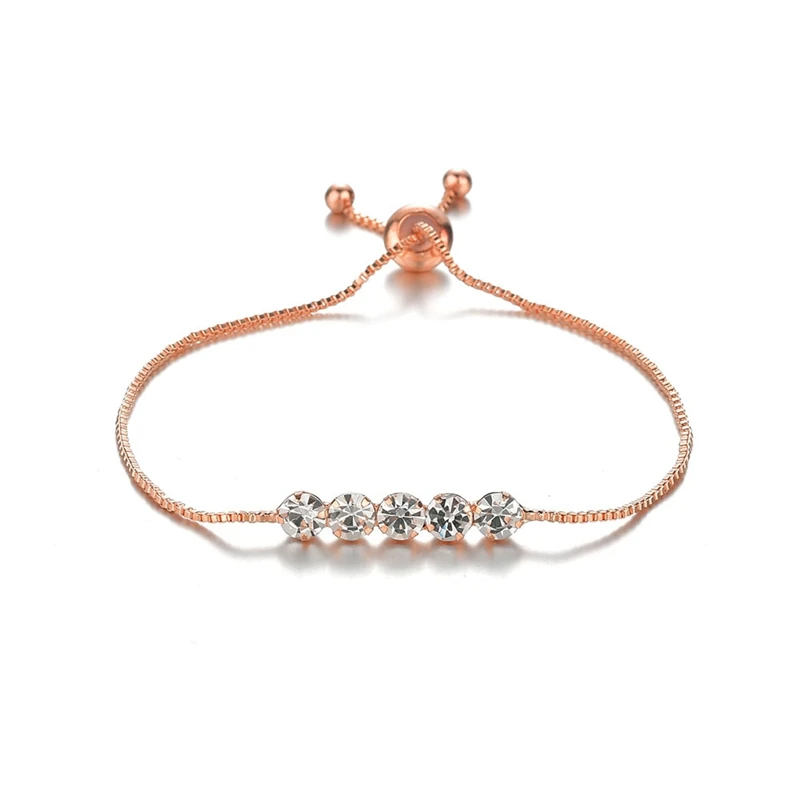 E0049-6 Rose Gold Модный брендовый дизайнерский Кристальный соединенный женский браслет с бабочкой, регулируемые браслеты на цепочке, подарки, Прямая поставка - Окраска металла: E0049-6 Rose Gold