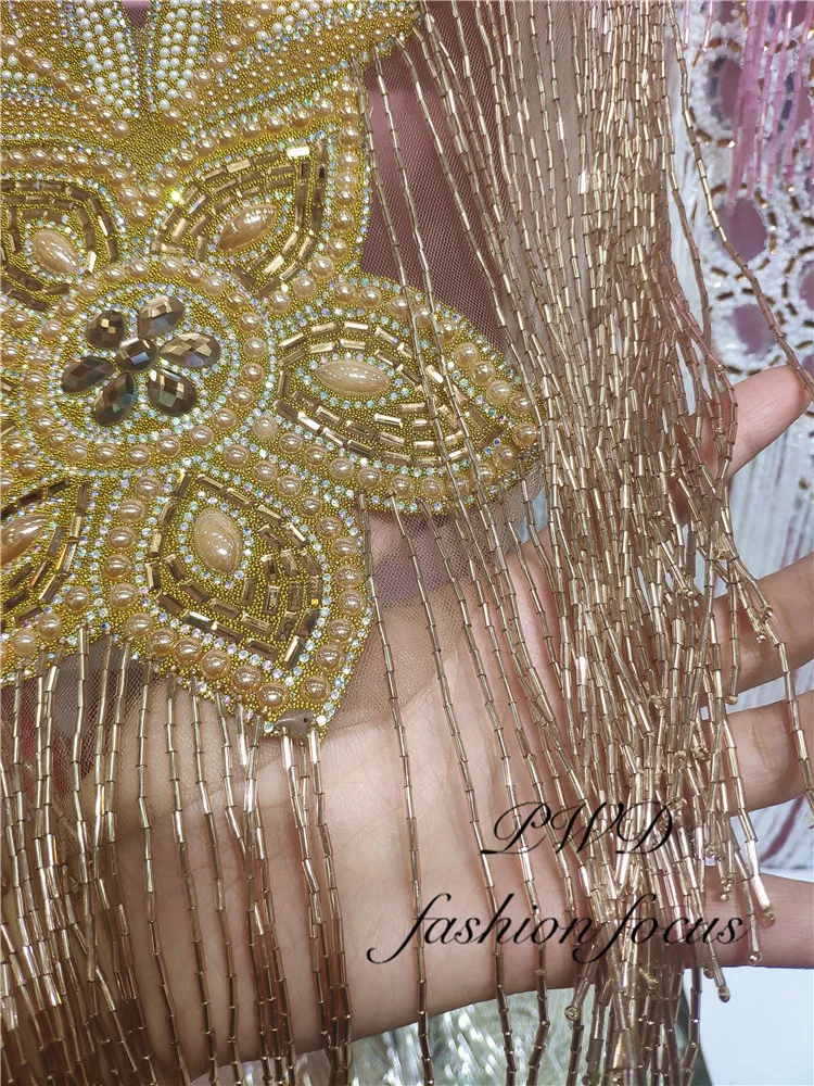 

flower beads fringes for clothing ribbon beaded fringe trim lace for wedding bridal gown dress/party sewing