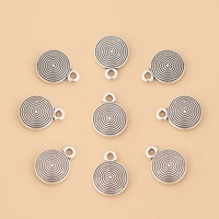 100pcslot tibetan silver spiral swirl round charms pendants beads 2 sided for necklace bracelet jewelry making accessories