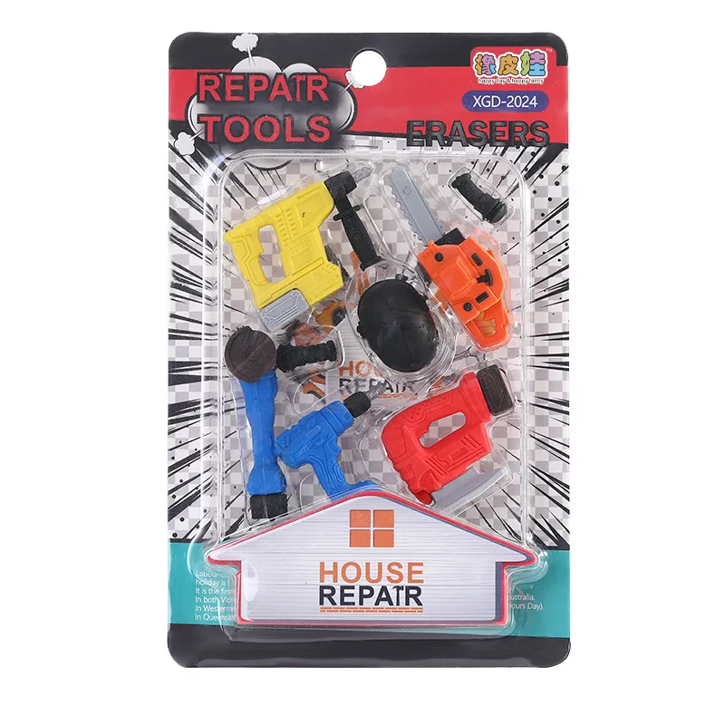 6Pcs/Set Toolbox Eraser Set Can Be Assembled DIY Simulation Drill Screwdriver TPR Rubber Children's Toys Stationery | Канцтовары для