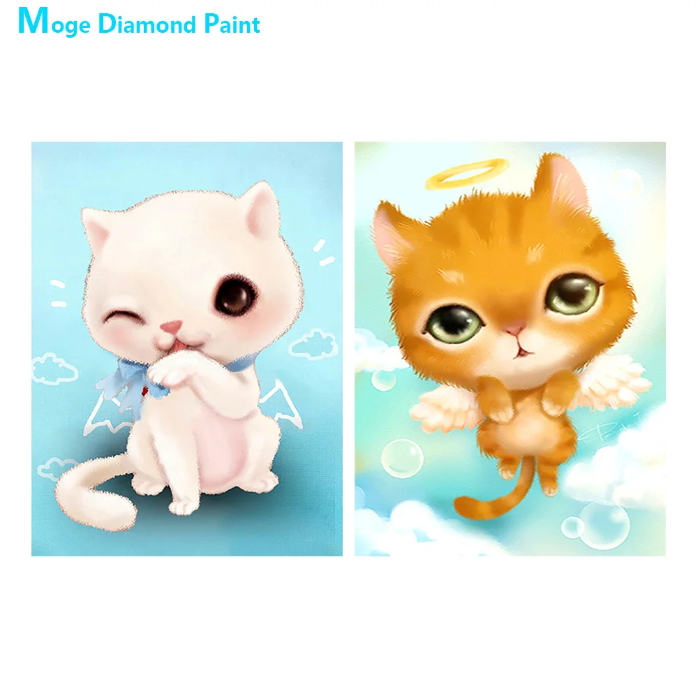 

Алмазная живопись с милой кошкой и мультяшными животными, Круглая Мозаика для творчества, вышивка крестиком 5D, домашний декор, подарки