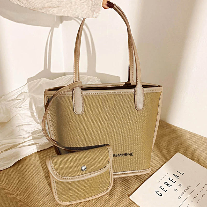 

Large-capacity Women's Bag Commuter Tote Bag Women's 2021 Fashion Spring Single-shoulder Canvas Big Picture Mother Bag Canvas