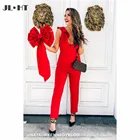 Элегантный красный комбинезон, вечернее платье с бантом, V-образным вырезом, рукавами-крылышками, эластичные атласные брюки, вечернее платье на заказ