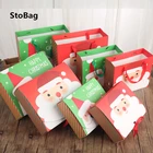 StoBag красныйзеленый Рождественский печенье в подарок упаковочная бумажная коробка для дня рождения торта шоколада конфет держатели ручной работы детская польза