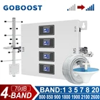 Усилитель четырехдиапазонного сигнала GOBOOST 2G + 3G + 4G, сотовый усилитель LTE 800 2600 GSM 900 CDMA 850 DCS 1800 UMTS 2100 МГц, комплект ретранслятора