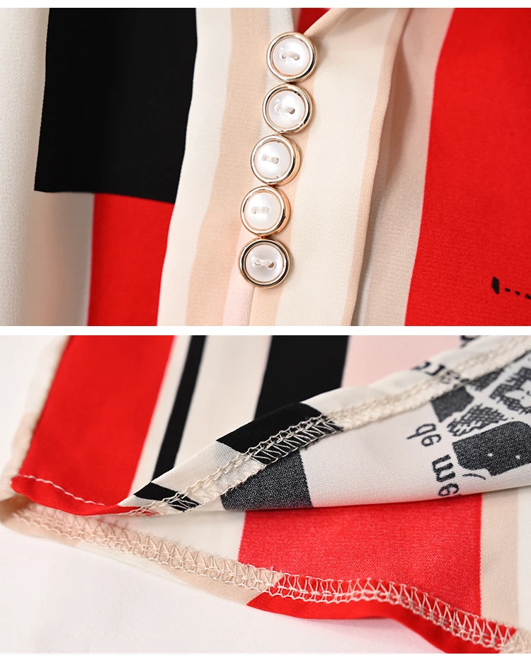 

Chiffon Loose Women's Shirts New Fashion Blouses Casual 3/4 Sleeve Blusas Geometry Polo Collar Shirts Summer Houthion