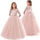 Кружевное платье принцессы для девочек, детское длинное платье с цветочным принтом, Вечернее бальное платье на свадьбу для девочек, одежда для подростков