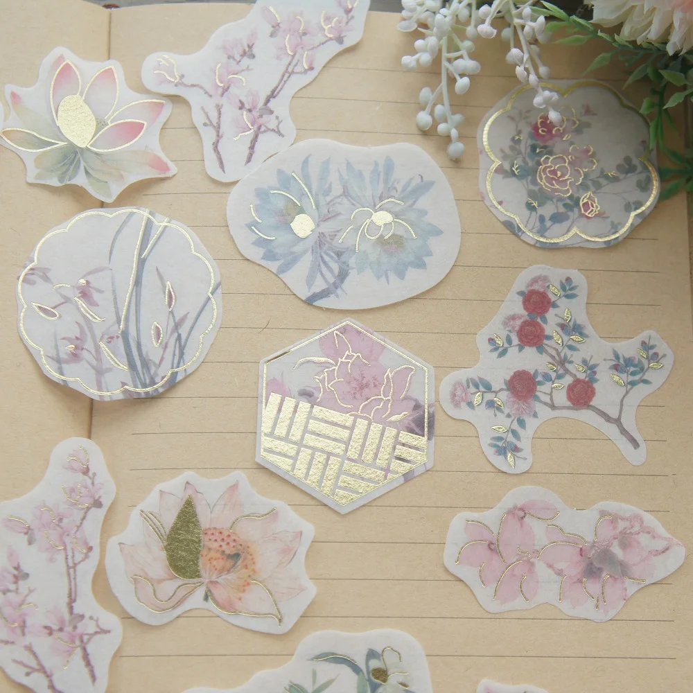 44 шт. золотистые мягкие розовые наклейки на окна с цветами в качестве подарочной