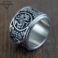 316 stainless steel high quality ancient god beast pattern ring personality mens turnable ring vintage punk gifts jewelry