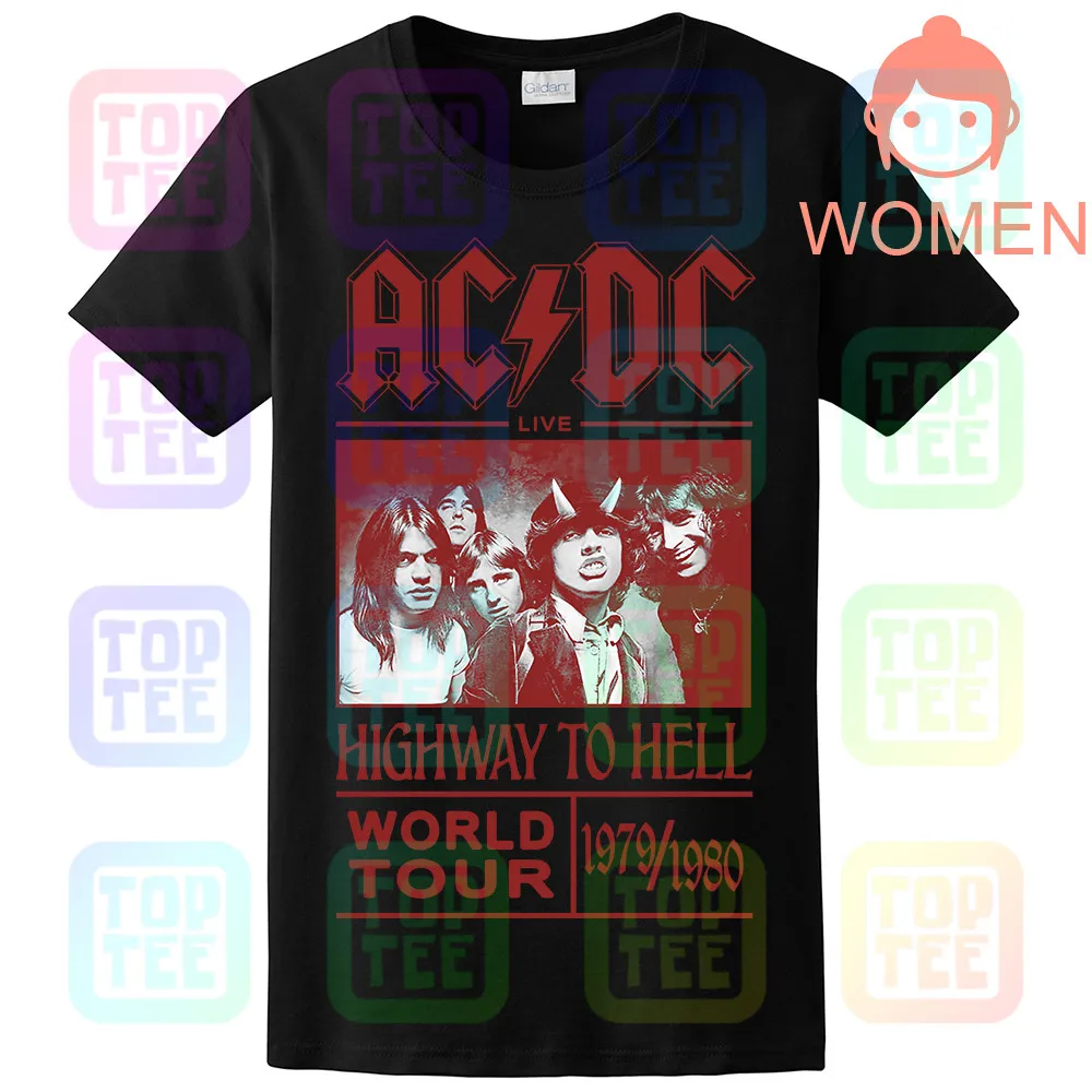 WOMEN-BLACK AC/DC Футболка Highway To Hell World Tour 1979/1980 все размеры официальный логотип - Цвет: WOMEN-BLACK