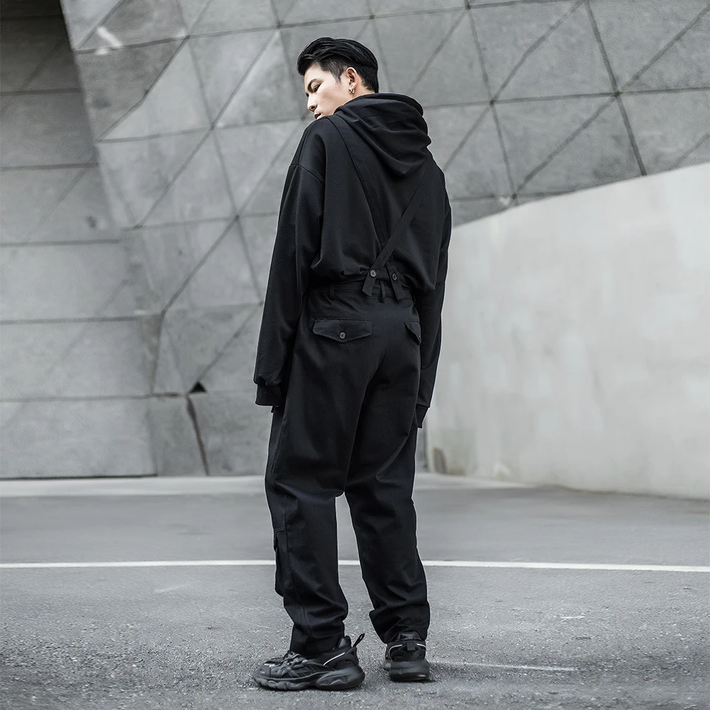 

Men Clothing Cargo Pants Multi-pocket Siamese Overalls Popular Casual Pants High Street Four Seasons Regular Zipper Fly