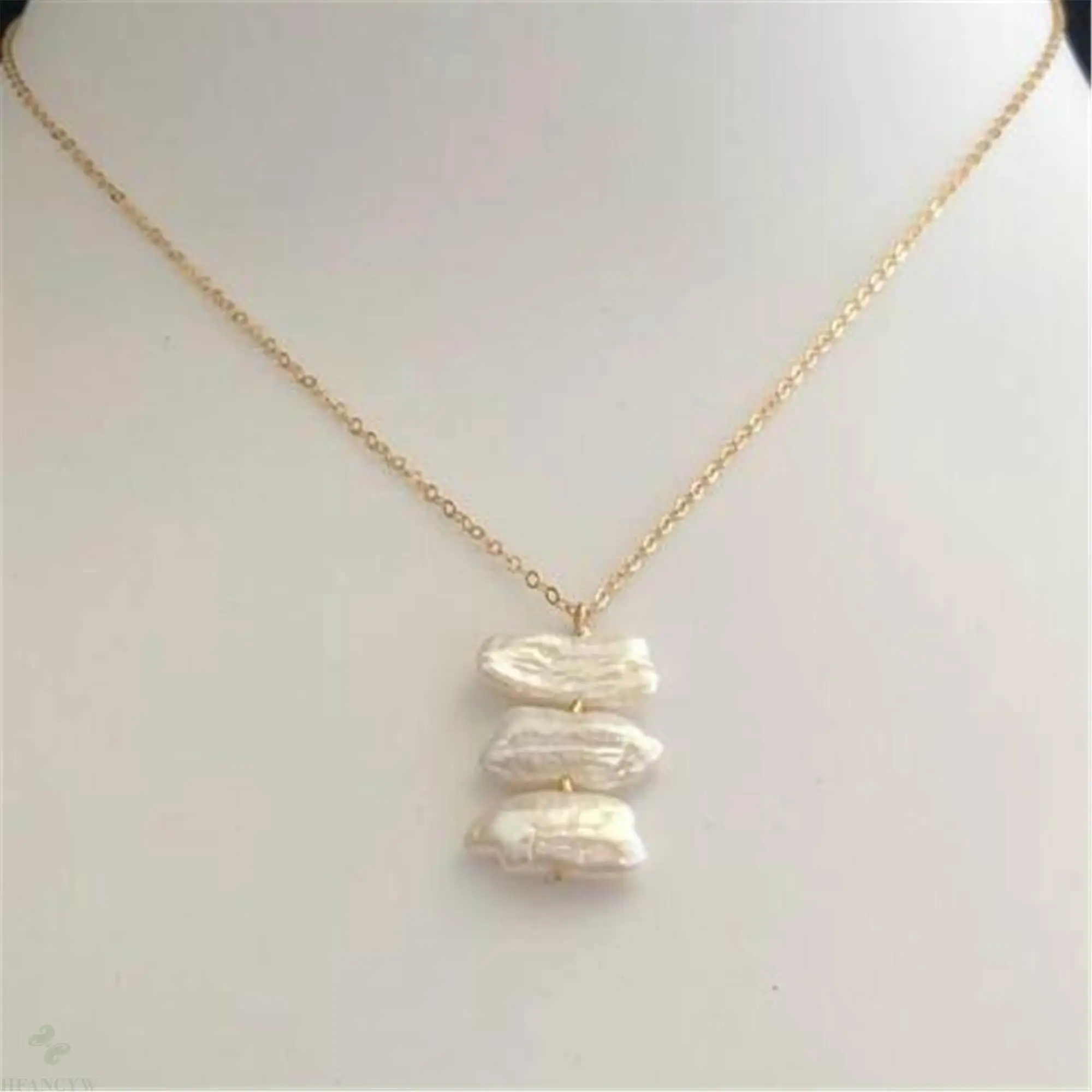 

1pcs White Baroque Pearl Pendant Necklace 18 inches Flawless Wedding Classic Women Accessories Jewelry Aurora Real