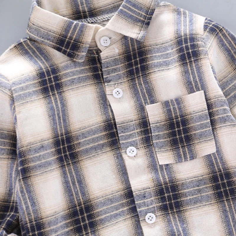 IENENS Kids Shirt Clothes Spring Thin Blouses Clothing Infant Boy Plaid Cotton Tops 1 2 3 4 Years Kids Long Sleeves Shirt