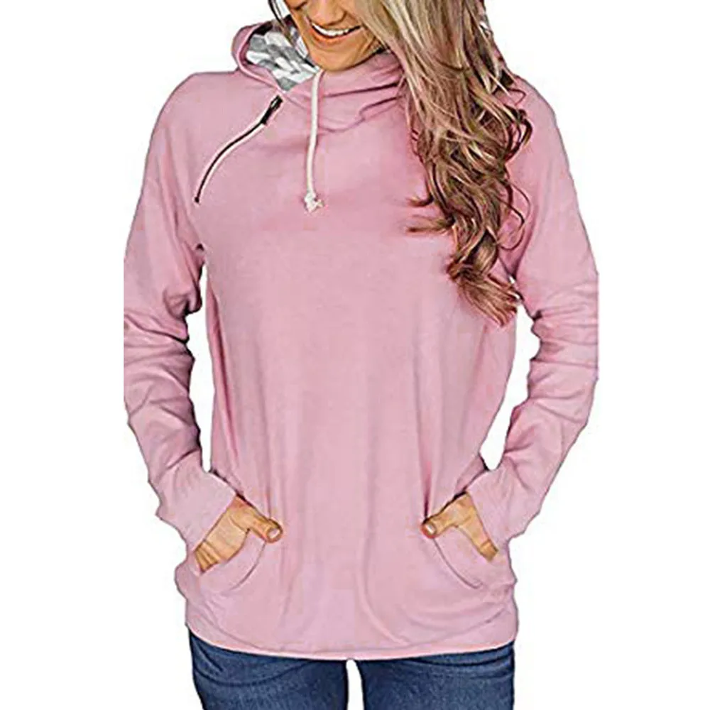 Лидер продаж шикарный дизайн женские повседневные однотонные толстовки с