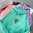 Толстовка кактус для девочек, мультяшный Свитшот оверсайз, одежда Ulzzang, корейское пальто, Женский эстетический пуловер, теплый джемпер для отдыха